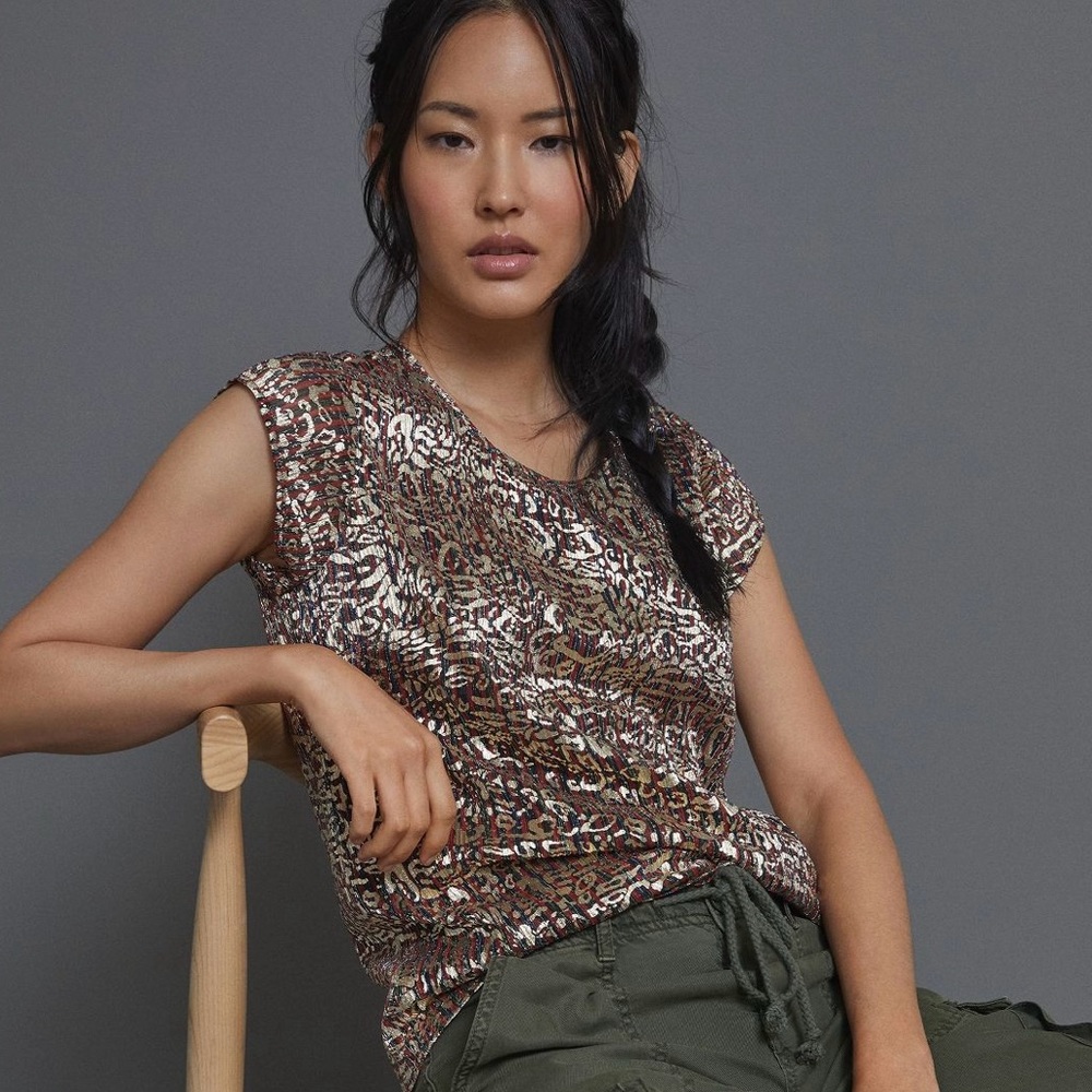 Anthropologie Bryanna Metallic Blouse - NWT - Womens Small